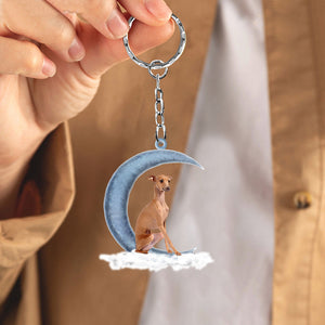 greyhound  On The Moon Flat Acrylic Keychain