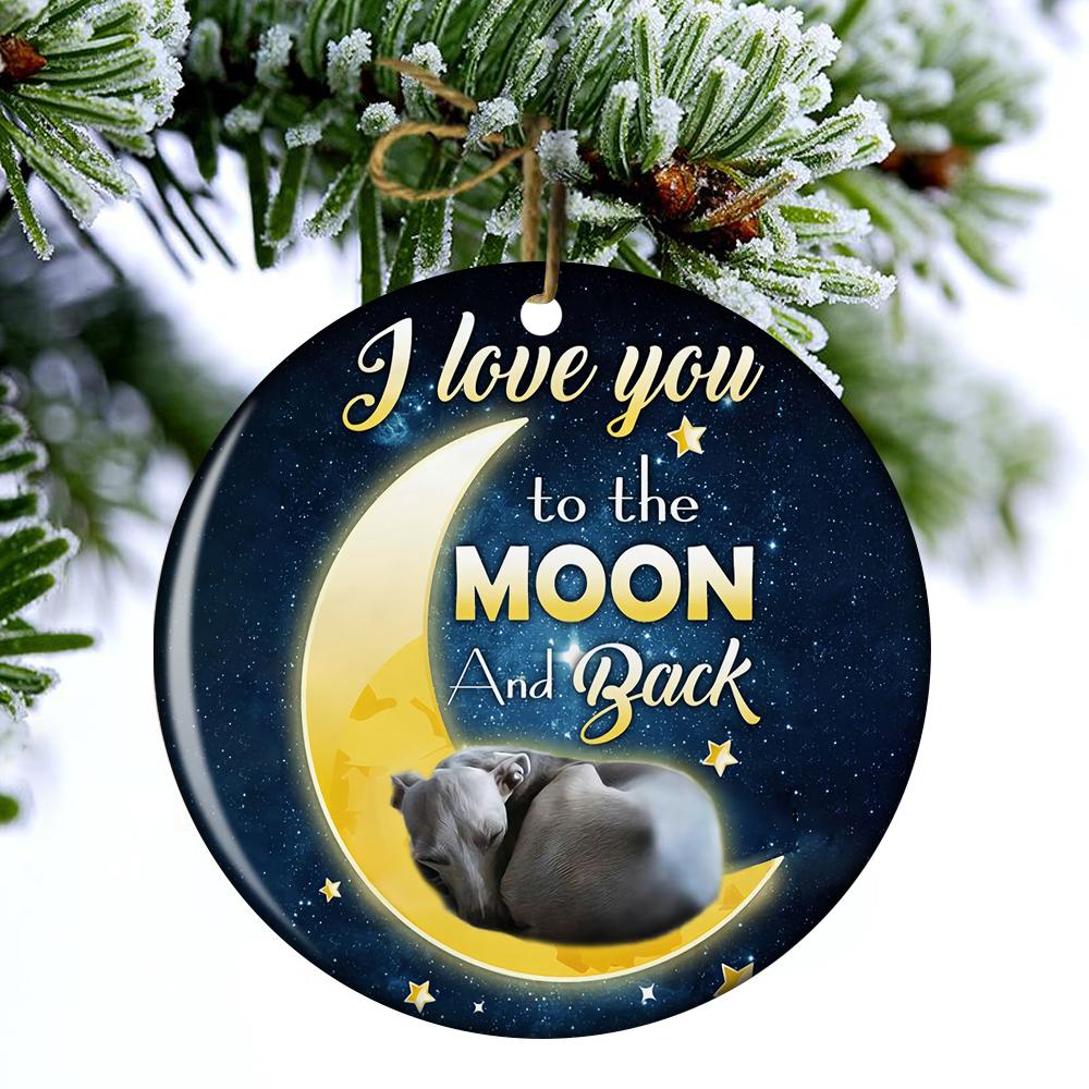 Greyhound I Love You To The Moon And Back Porcelain/Ceramic Ornament