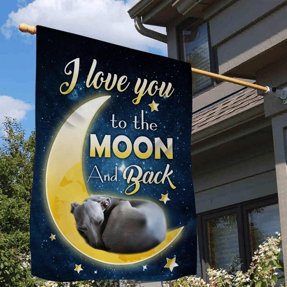 Greyhound I Love You To The Moon And Back Garden Flag
