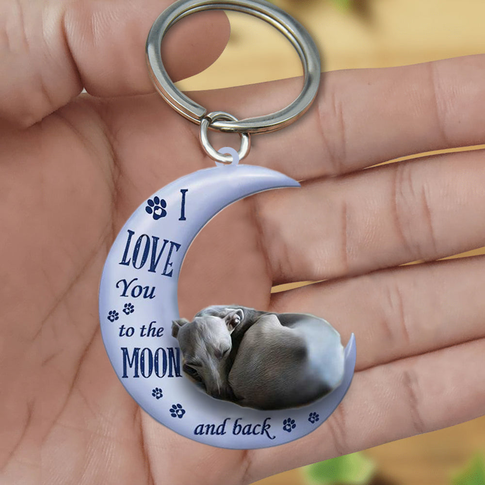 greyhound I Love You To The Moon And Back Flat Acrylic Keychain
