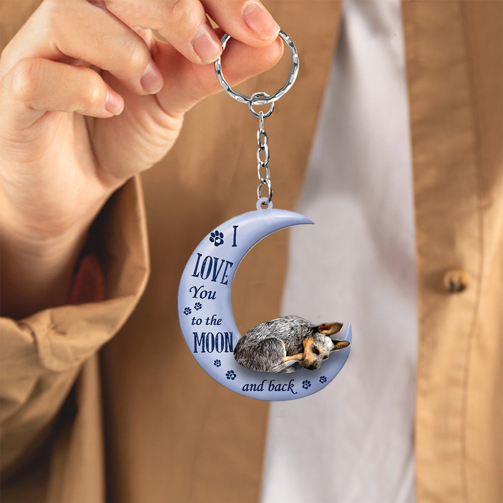 heeler I Love You To The Moon And Back Flat Acrylic Keychain