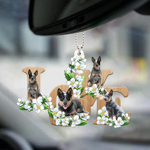 Heeler Love Flowers Dog Lover Car Hanging Ornament