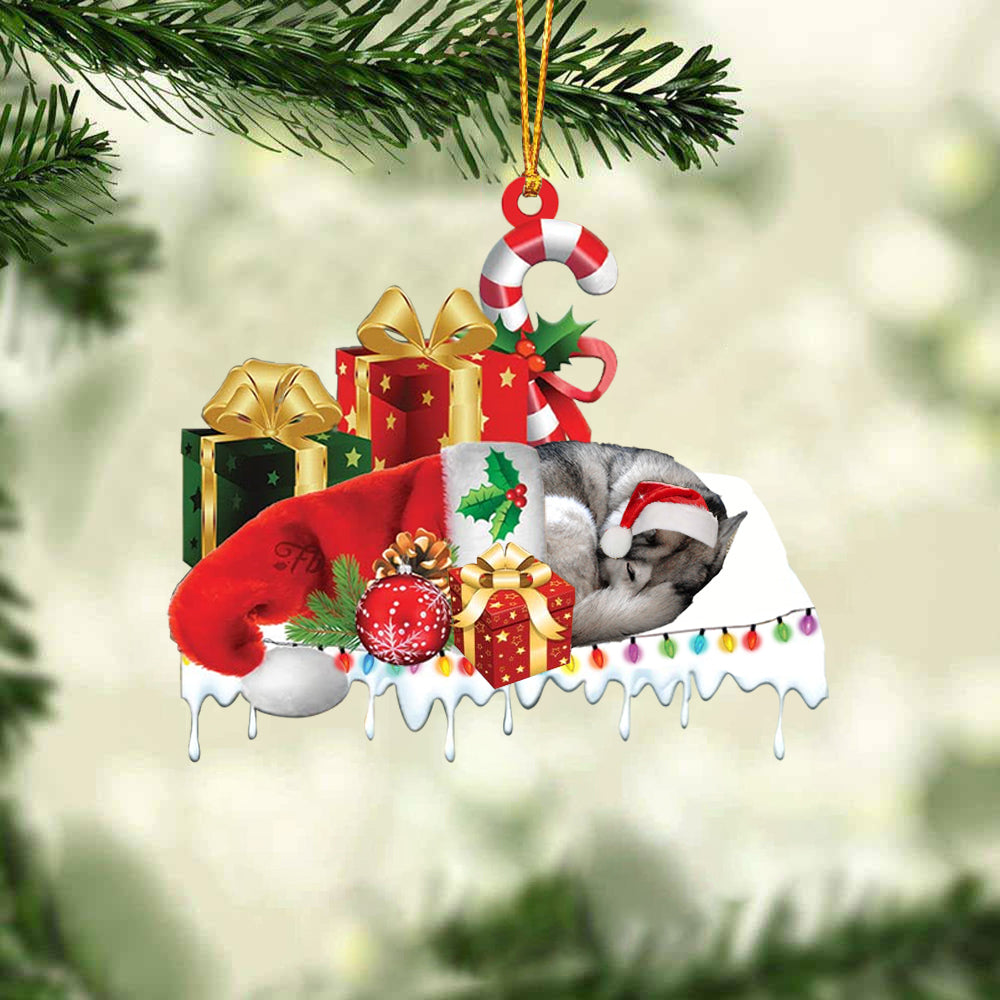 husky Merry Christmas Hanging Ornament-0211