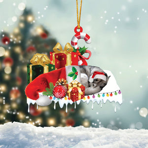 husky Merry Christmas Hanging Ornament-0211