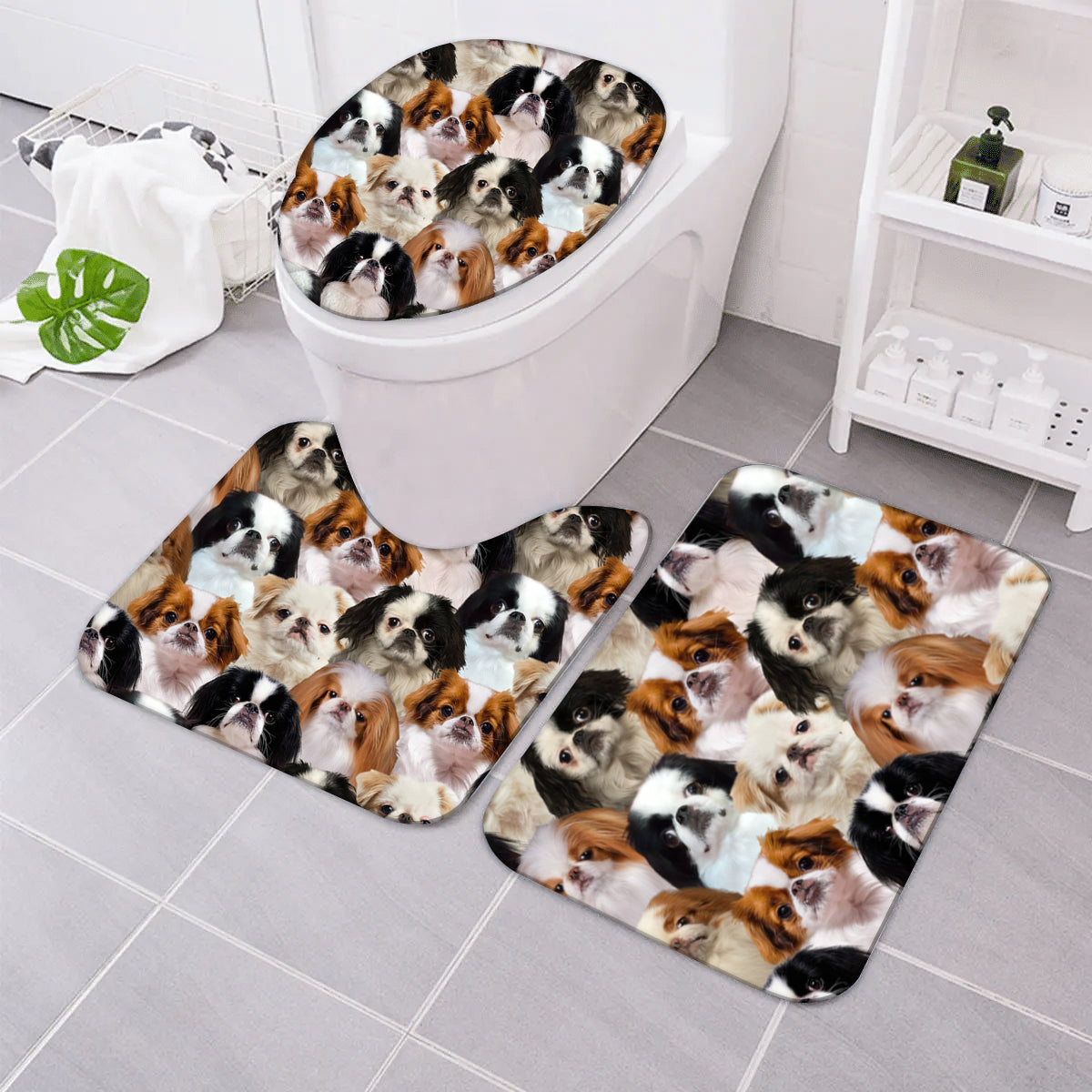 A Bunch Of japanesechins Bathroom Mat Set