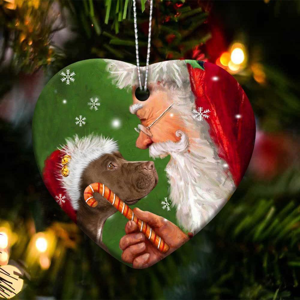 Pitbull happy heart gift for dog lover ornament
