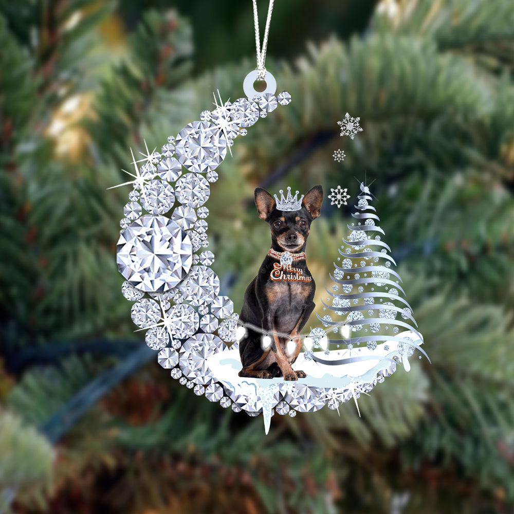 Mini pinscher Diamond Moon Merry Christmas Ornament