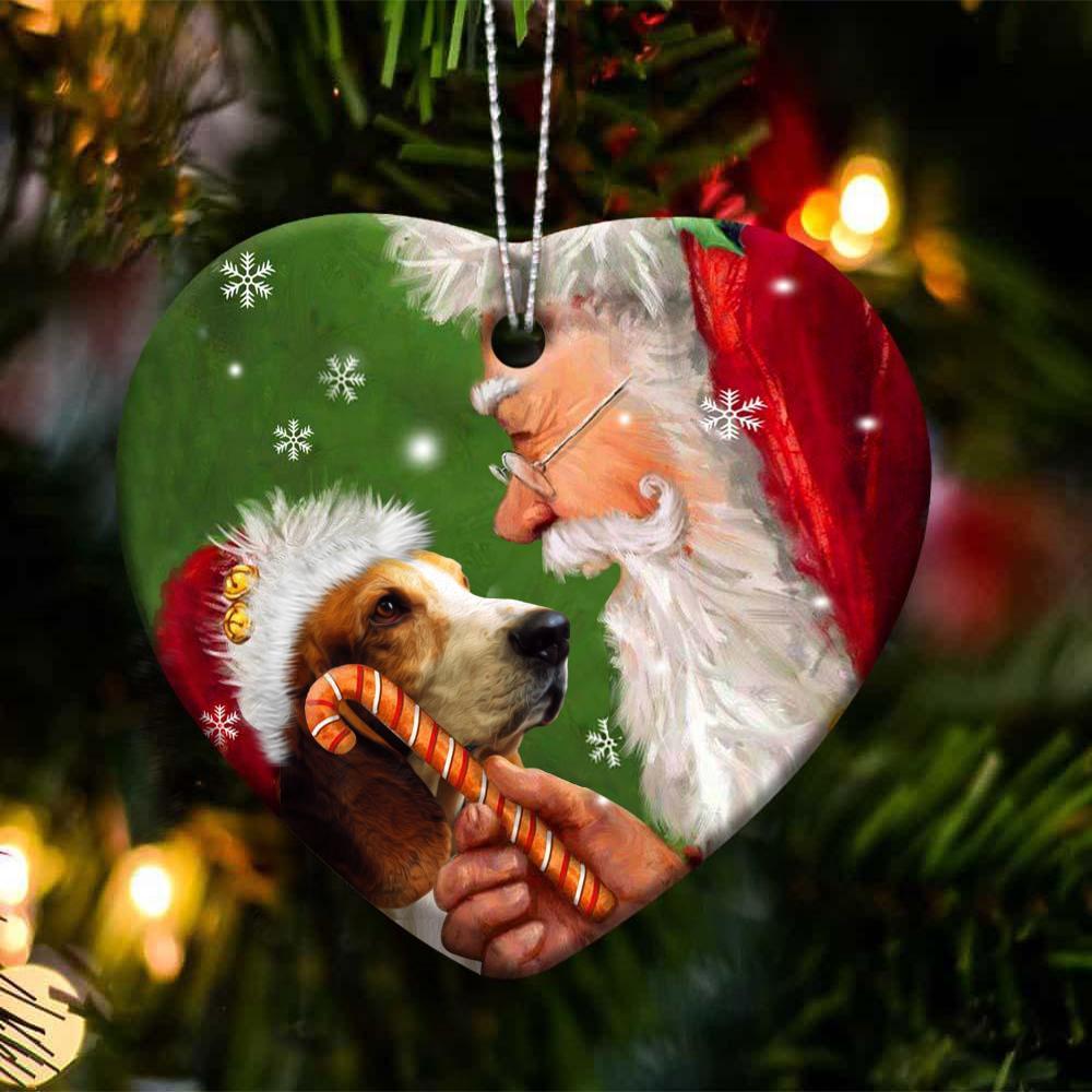 Basset Hound happy heart gift for dog lover ornament