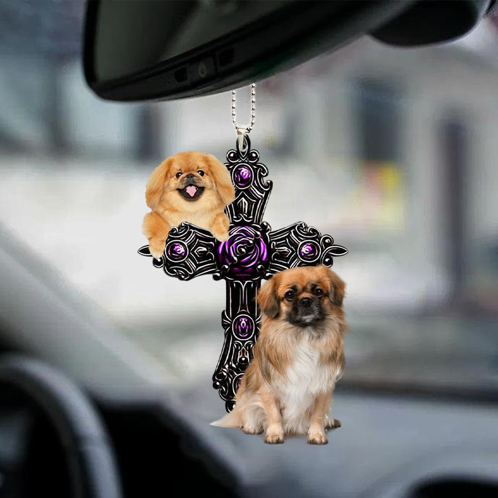 pekingese Pray For God Car Hanging Ornament