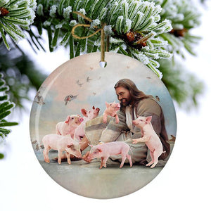 God Surrounded By Pigs Porcelain/Ceramic Ornament