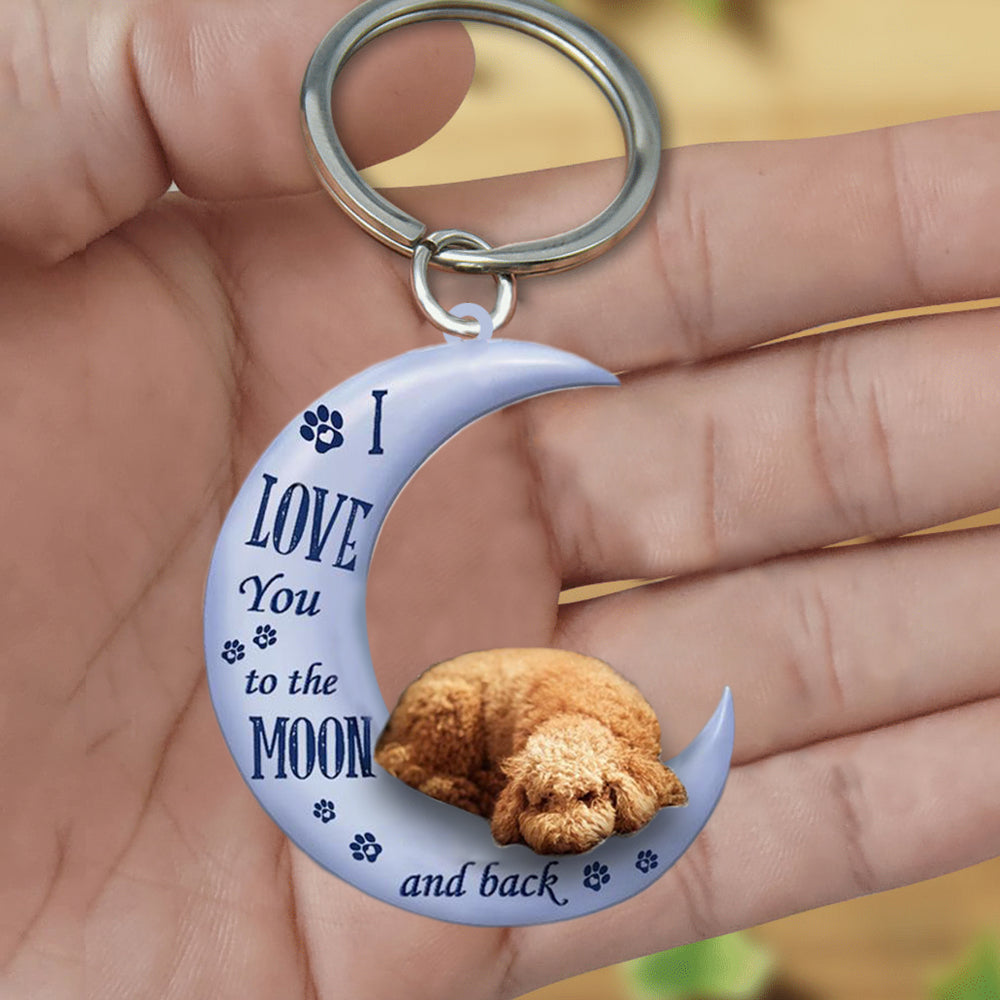 poodle I Love You To The Moon And Back Flat Acrylic Keychain