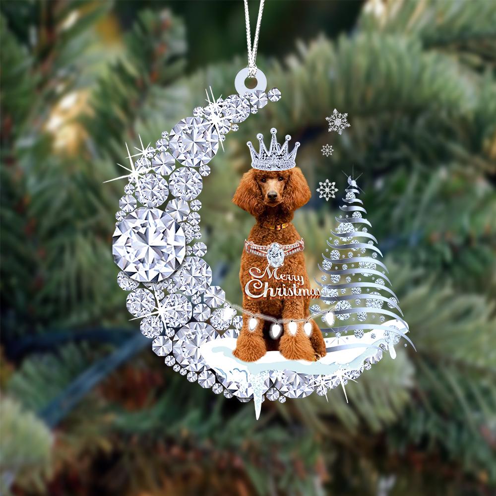 Poodle Diamond Moon Merry Christmas Ornament