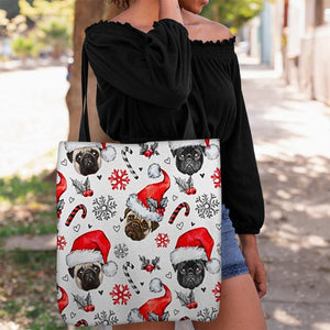 Pug Merry Christmas Tote Bag