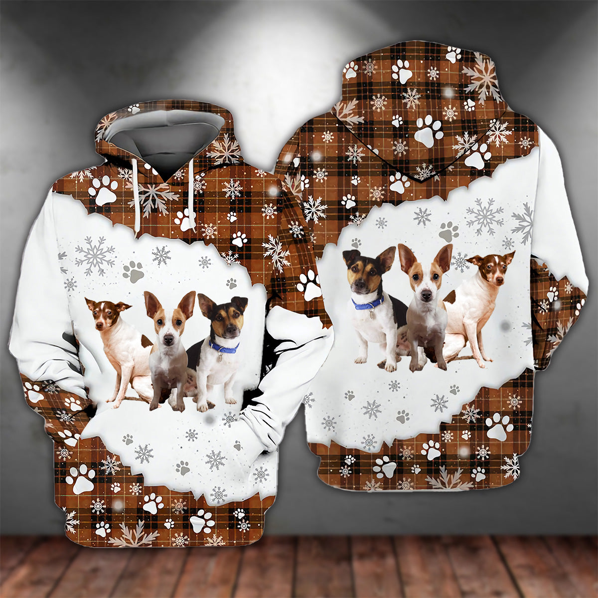 rat Terrier Happy Holiday Unisex Hoodie