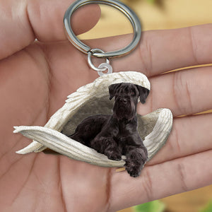 schnauzer1 Sleeping Angel Acrylic Keychain