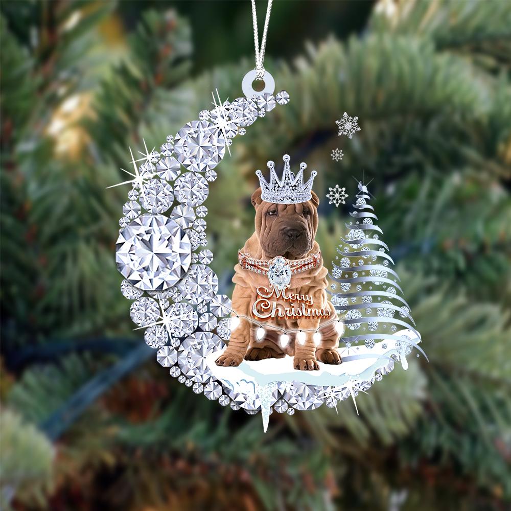 Shar Pei Diamond Moon Merry Christmas Ornament