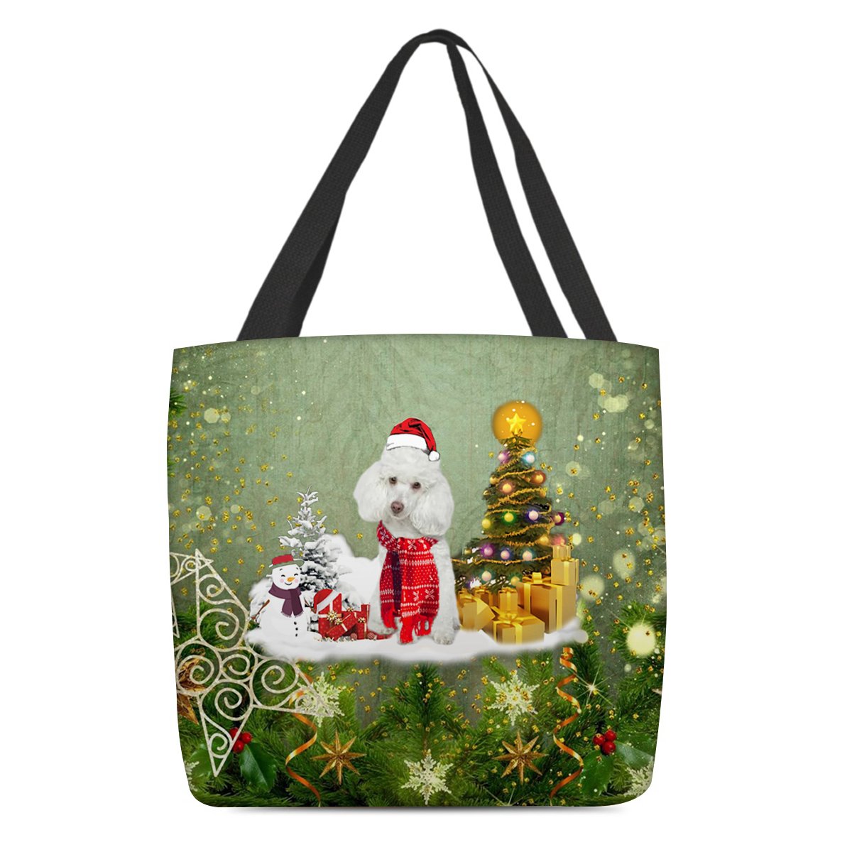 white poodle Merry Christmas Tote Bag