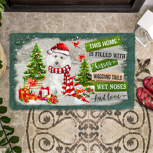 This Home Is Filled With Kisses/white poodle Doormat
