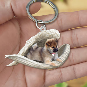 wolf sable pomeranian1 Sleeping Angel Acrylic Keychain