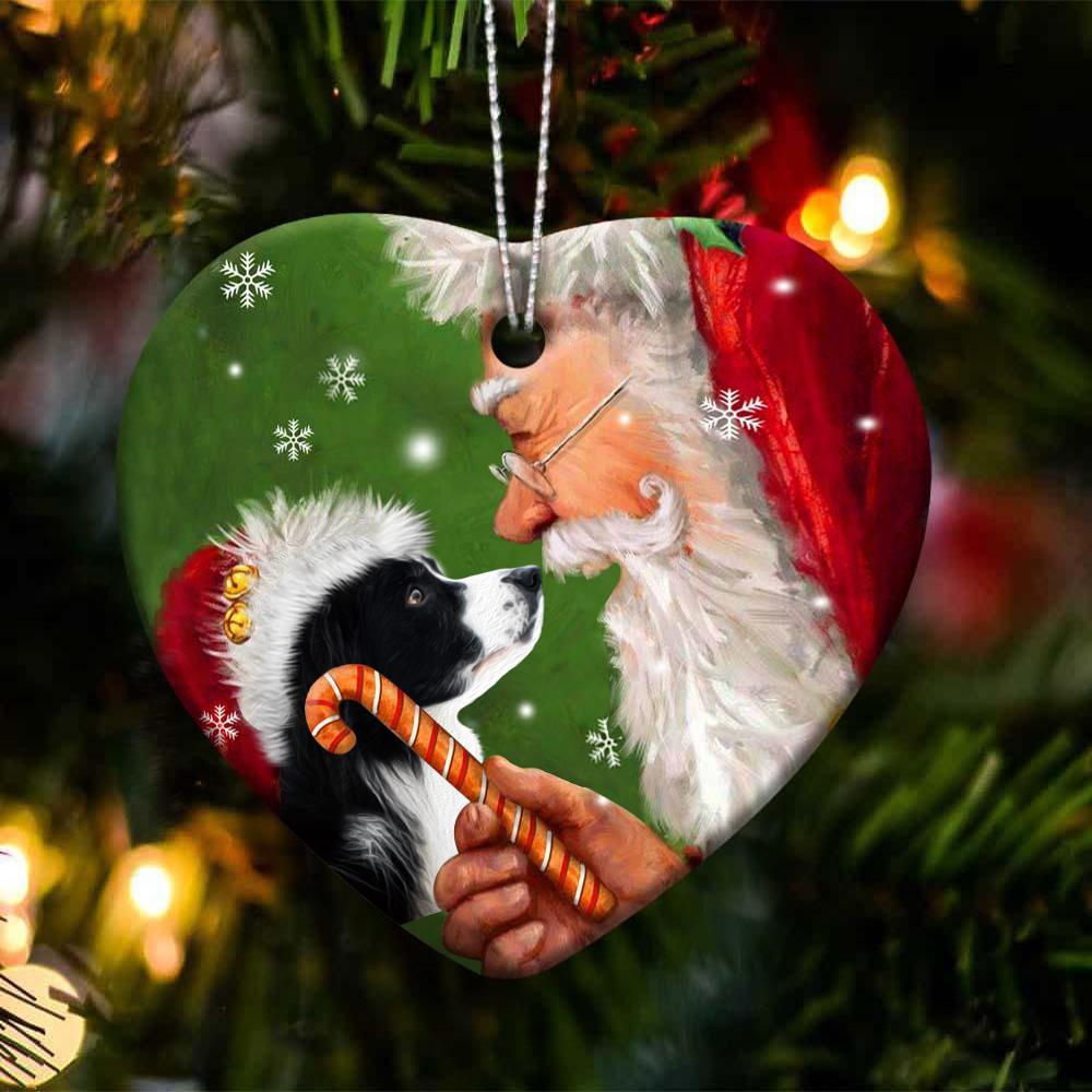Border Collie happy heart gift for dog lover ornament