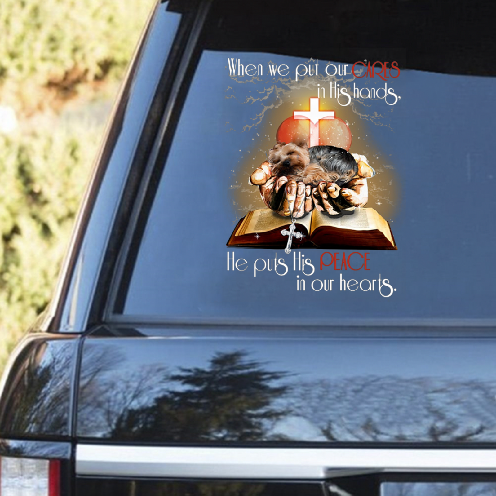 Yorkshire Terrier Car Sticker/We Care